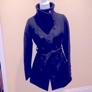MANGO Casual Sports Wear Black Wool Coat Double Breasted Neutral Warm Glam Chic